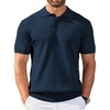 image:imageCOOFANDY Mens Knit Polo Shirt Short Sleeve Vintage Textured Casual Golf Shirts Summer Beach TopNavy Blue