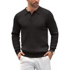 image:imageCOOFANDY Mens Knit Polo Shirts Casual Long Sleeve Classic Polo Shirts Button Down Golf ShirtsRibbed Black