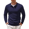 image:imageCOOFANDY Mens Knit Polo Shirts Casual Long Sleeve Collared Pullover Sweaters Quarter Button Ribbed Vintage Polo SweaterBulish Purple