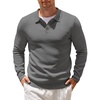 image:imageCOOFANDY Mens Knit Polo Shirts Casual Long Sleeve Collared Pullover Sweaters Quarter Button Ribbed Vintage Polo SweaterGray