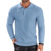 image:imageCOOFANDY Mens Knit Polo Shirts Long Sleeve Sweater Polo Lightweight Fashion Casual Collared ShirtsAiry Blue