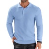 image:imageCOOFANDY Mens Knit Polo Shirts Long Sleeve Sweater Polo Lightweight Fashion Casual Collared ShirtsLight Blue