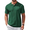 image:imageCOOFANDY Mens Knit Polo Shirts Short Sleeve Button Down Textured Polo Shirt Cuban Guayabera Summer Beach ShirtsDark Green