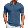 image:imageCOOFANDY Mens Knit Polo Shirts Short Sleeve Casual Textured Polo T Shirt Summer Ribbed Collared Golf ShirtsDenim Blue