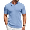 image:imageCOOFANDY Mens Knit Polo Shirts Short Sleeve Casual Textured Polo T Shirt Summer Ribbed Collared Golf ShirtsLight Blue