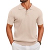 image:imageCOOFANDY Mens Knit Polo Shirts Short Sleeve Ribbed Knitted Shirt Summer Lightweight Casual Golf ShirtsBeige