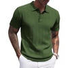 image:imageCOOFANDY Mens Knit Polo Shirts Short Sleeve Ribbed Textured Polo Shirt Lightweight Casual Golf Shirts Collared T ShirtArmy Green