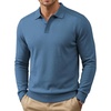 image:imageCOOFANDY Mens Knit Polo Sweater Long Sleeve Polo Collared Sweaters Hidden Button Casual Pullover SweaterA Dark Blue
