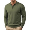 image:imageCOOFANDY Mens Knit Polo Sweater Long Sleeve Polo Collared Sweaters Hidden Button Casual Pullover SweaterArmy Green