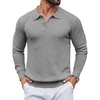 image:imageCOOFANDY Mens Knit Polo Sweater Long Sleeve Quarter Button Polo Shirts Casual Ribbed Collared Shirt Golf Pullover SweatersMedium Gray