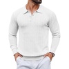 image:imageCOOFANDY Mens Knit Polo Sweater Long Sleeve Quarter Button Polo Shirts Casual Ribbed Collared Shirt Golf Pullover SweatersWhite
