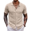 image:imageCOOFANDY Mens Knit Shirt Short Sleeve Button Down Shirts Vintage Casual Summer Beach ShirtsLight Coffee