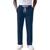 image:imageCOOFANDY Mens Knit Sweatpants Lightweight Open Bottom Casual Pants Drawstring Jogger Yoga Pants with PocketsDark Blue