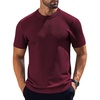 image:imageCOOFANDY Mens Knit TShirts Short Sleeve Crewneck Shirt Casual Textured Pullover TeesWine Red