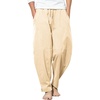 image:imageCOOFANDY Mens Linen Harem Drawstring Pants Casual Elastic Waist Lightweight Trouser Hippie Summer Beach Yoga PantsBeige