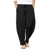 image:imageCOOFANDY Mens Linen Harem Drawstring Pants Casual Elastic Waist Lightweight Trouser Hippie Summer Beach Yoga PantsBlack