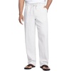 image:imageCOOFANDY Mens Linen Pants Casual Beach Summer Pant Elastic Waist Drawstring Lightweight TrousersWhite