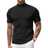 image:imageCOOFANDY Mens Mock Turtleneck Sweater Short Sleeve Casual Basic Tops Ribbed Knit Pullover Solid TeeAll Black