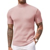 image:imageCOOFANDY Mens Mock Turtleneck Sweater Short Sleeve Casual Basic Tops Ribbed Knit Pullover Solid TeePink