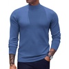 image:imageCOOFANDY Mens Mock Turtleneck Sweaters Long Sleeve Casual Knit Shirts Half Neck Thermal Lightweight Pullover SweaterDenim Blue