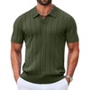 image:imageCOOFANDY Mens Polo Shirts Short Sleeve V Neck Knit Shirts for Men Casual Old Money Clothes Mens Golf ShirtArmy Green