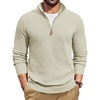 image:imageCOOFANDY Mens Quarter Zip Pullover Dress Slim Fit Sweater Mock Neck Sweaters Casual Long Sleeve PulloversBeige