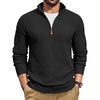 image:imageCOOFANDY Mens Quarter Zip Pullover Dress Slim Fit Sweater Mock Neck Sweaters Casual Long Sleeve PulloversBlack