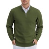 image:imageCOOFANDY Mens Quarter Zip Pullover Slim Fit Lightweight Knit Pullover Sweaters Casual Polo SweaterArmy Green