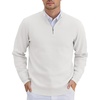 image:imageCOOFANDY Mens Quarter Zip Pullover Slim Fit Lightweight Knit Pullover Sweaters Casual Polo SweaterWhite
