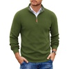image:imageCOOFANDY Mens Quarter Zip Pullover Slim Fit Lightweight Sweater Casual Mock Neck Knit Polo SweaterArmy Green