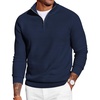 image:imageCOOFANDY Mens Quarter Zip Sweater Slim Fit Lightweight Mock Neck Pullover Knit Texture Polo SweatersNavy Blue