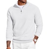 image:imageCOOFANDY Mens Quarter Zip Sweater Slim Fit Lightweight Mock Neck Pullover Knit Texture Polo SweatersWhite