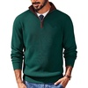 image:imageCOOFANDY Mens Quarter Zip Sweater Slim Fit Mock Neck Pullover Casual Knitted Ribbed Polo SweatersGreen