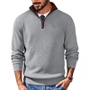 image:imageCOOFANDY Mens Quarter Zip Sweater Slim Fit Mock Neck Pullover Casual Knitted Ribbed Polo SweatersLight Grey