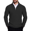 image:imageCOOFANDY Mens Quarter Zip Sweaters Slim Fit Lightweight Knitted Mock Neck Pullover Casual Polo SweatersAll Black