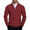 image:imageCOOFANDY Mens Quarter Zip Sweaters Slim Fit Lightweight Knitted Mock Neck Pullover Casual Polo SweatersWine Red
