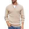 image:imageCOOFANDY Mens Quarter Zip Sweaters Slim Fit Mock Neck Pullover Sweaters Lightweight Knitted Polo SweaterBeige