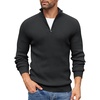 image:imageCOOFANDY Mens Quarter Zip Sweaters Slim Fit Mock Neck Pullover Sweaters Lightweight Knitted Polo SweaterBlack