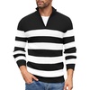 image:imageCOOFANDY Mens Quarter Zip Sweaters Slim Fit Mock Neck Pullover Sweaters Lightweight Knitted Polo SweaterStripe Black  White