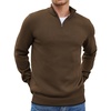 image:imageCOOFANDY Mens Quarter Zip Up Pullover Slim Fit Lightweight Mock Neck Long Sleeve SweatersBrown
