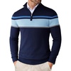 image:imageCOOFANDY Mens Quarter Zip Up Sweaters Slim Fit Lightweight Mock Neck Pullover Casual Polo SweatersStripeblue