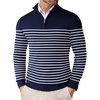 image:imageCOOFANDY Mens Quarter Zip Up Sweaters Slim Fit Lightweight Mock Neck Pullover Casual Polo SweatersStripewhite Navy