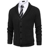 image:imageCOOFANDY Mens Shawl Collar Cardigan Sweater Slim Fit Cable Knit Button up Sweater with PocketsBlack
