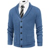 image:imageCOOFANDY Mens Shawl Collar Cardigan Sweater Slim Fit Cable Knit Button up Sweater with PocketsBlue