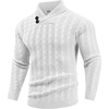 image:imageCOOFANDY Mens Shawl Collar Pullover Sweater Slim Fit Casual Button Cable Knit SweatersWhite