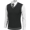 image:imageCOOFANDY Mens Sleeveless Sweater Vest Lightweight VNeck Cotton Vest PulloverStripes White