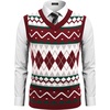 image:imageCOOFANDY Mens Sleeveless V Neck Pullover Sweater Slim Fit Casual Argyle Vest SweatersGz981 Red and White Plaid