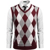 image:imageCOOFANDY Mens Sleeveless V Neck Pullover Sweater Slim Fit Casual Argyle Vest SweatersWine Red