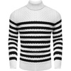 image:imageCOOFANDY Mens Slim Fit Turtleneck Sweater Casual Knitted Twisted Pullover Solid SweatersBlackWhite Stripes