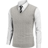image:imageCOOFANDY Mens Sweater Vest Cable Knitted V Neck Slim Fit Sleeveless Pullover SweaterLight Grey